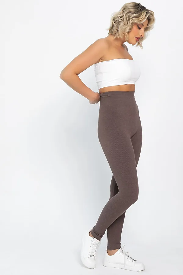 Лосины в рубчик утепленные НЬЮ LADY TAIGA, капучино - фото 2