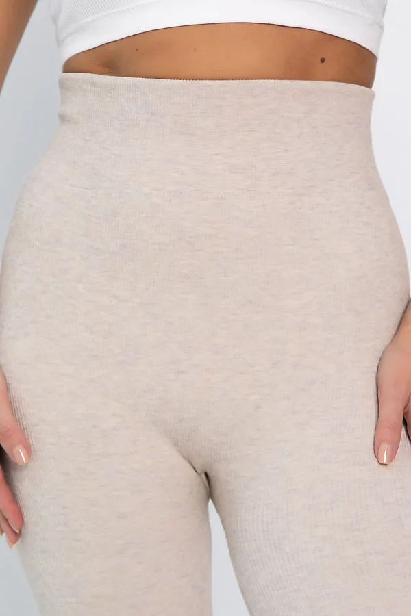 Лосины в рубчик утепленные НЬЮ LADY TAIGA, бежевые - фото 2