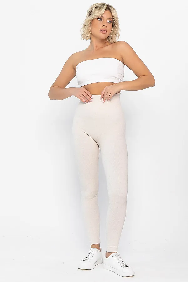 Лосины в рубчик утепленные НЬЮ LADY TAIGA, экрю - фото 2