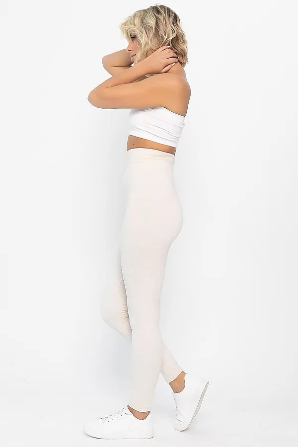 Лосины в рубчик утепленные НЬЮ LADY TAIGA, экрю - фото 2