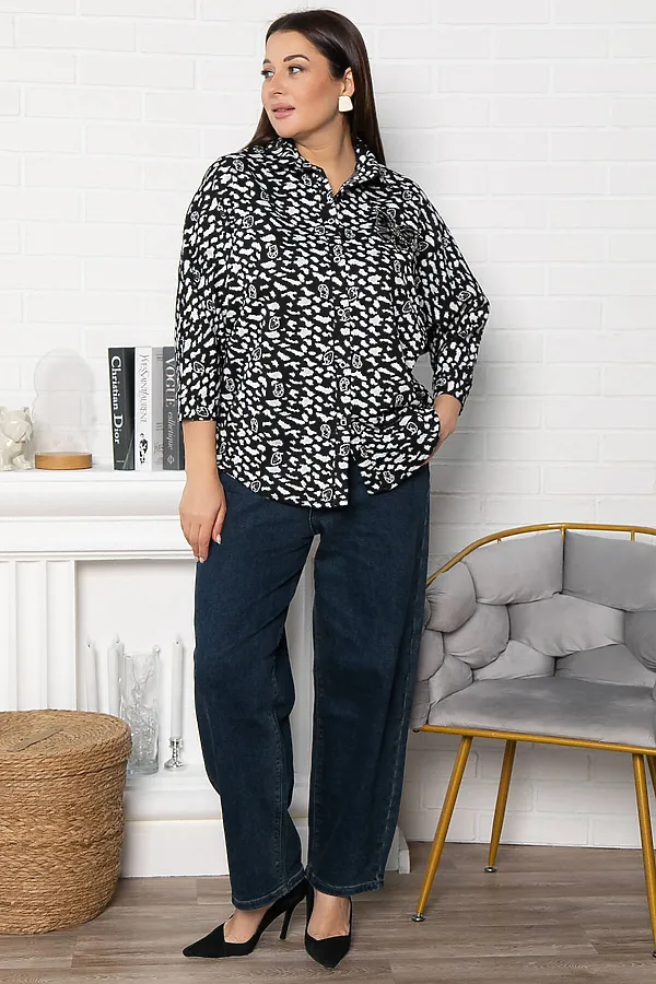 Рубашка Сладкий поцелуй LADY TAIGA, черно-белая - фото 2