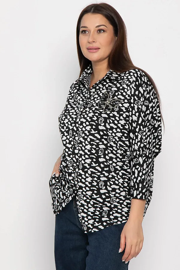 Рубашка Сладкий поцелуй LADY TAIGA, черно-белая - фото 2