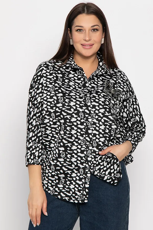 Рубашка Сладкий поцелуй LADY TAIGA, черно-белая - фото 2