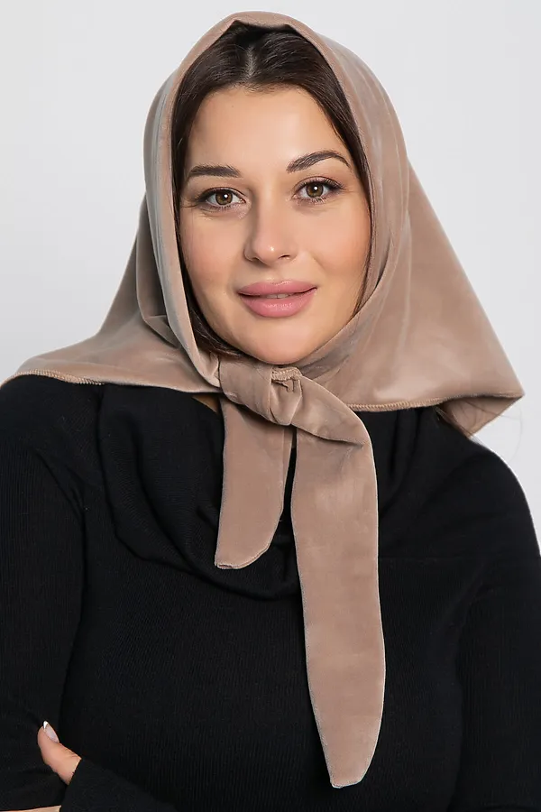 Косынка с завязками Велюр LADY TAIGA, бежевая - фото 2