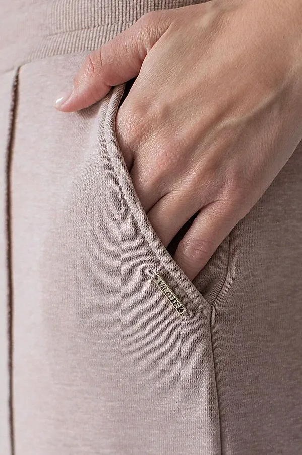 Брюки прямые из премиального футера двухнитки с эластаном VILATTE, макиато меланж - фото 2