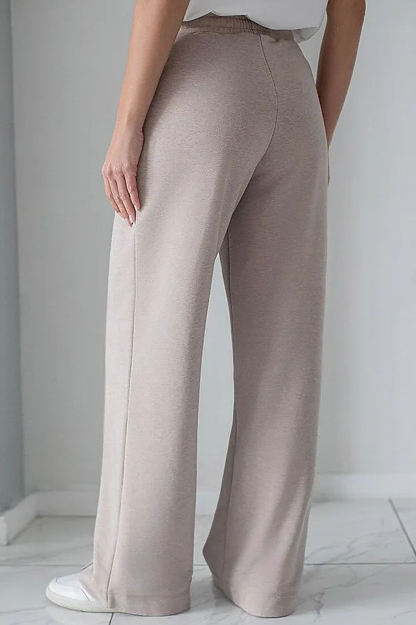 Брюки прямые из премиального футера двухнитки с эластаном VILATTE, макиато меланж - фото 2