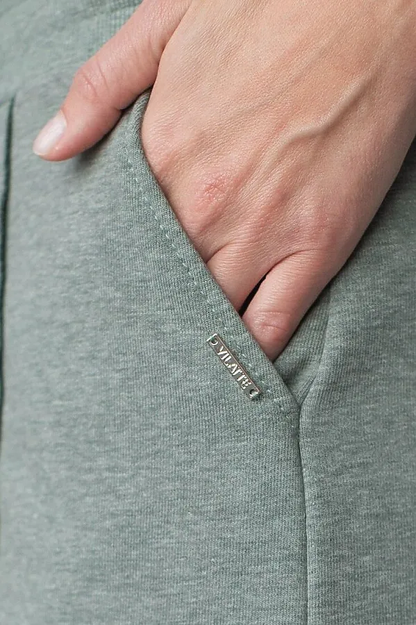 Брюки прямые из премиального футера двухнитки с эластаном VILATTE, оливковый меланж - фото 2