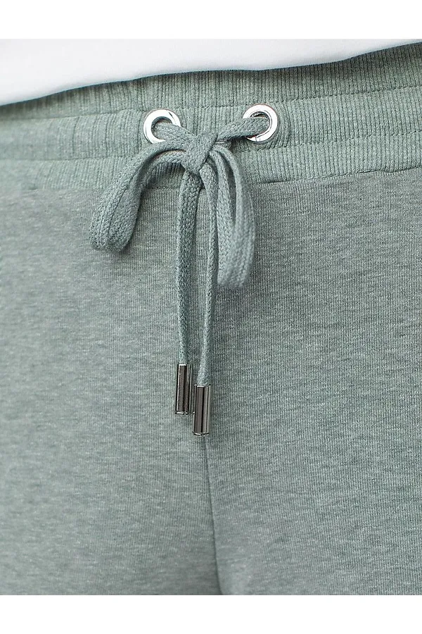 Брюки прямые из премиального футера двухнитки с эластаном VILATTE, оливковый меланж - фото 2