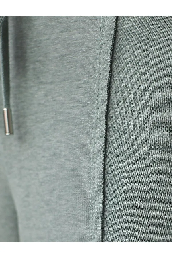 Брюки прямые из премиального футера двухнитки с эластаном VILATTE, оливковый меланж - фото 2