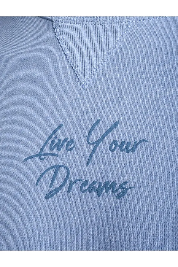 Джемпер из петельчатого футера двухнитки с эластаном VILATTE, голубой меланж_dreams - фото 2