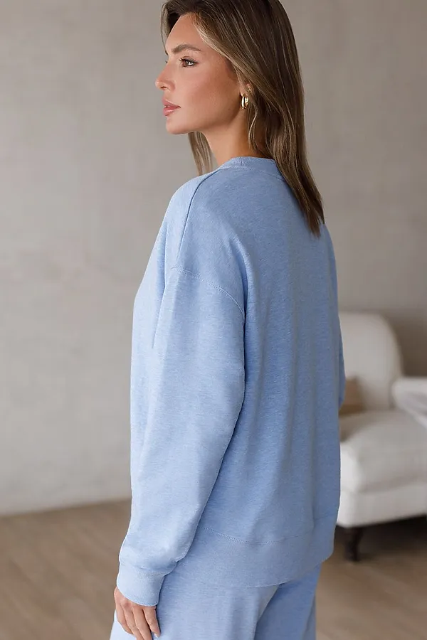 Джемпер из петельчатого футера двухнитки с эластаном VILATTE, голубой меланж_dreams - фото 2