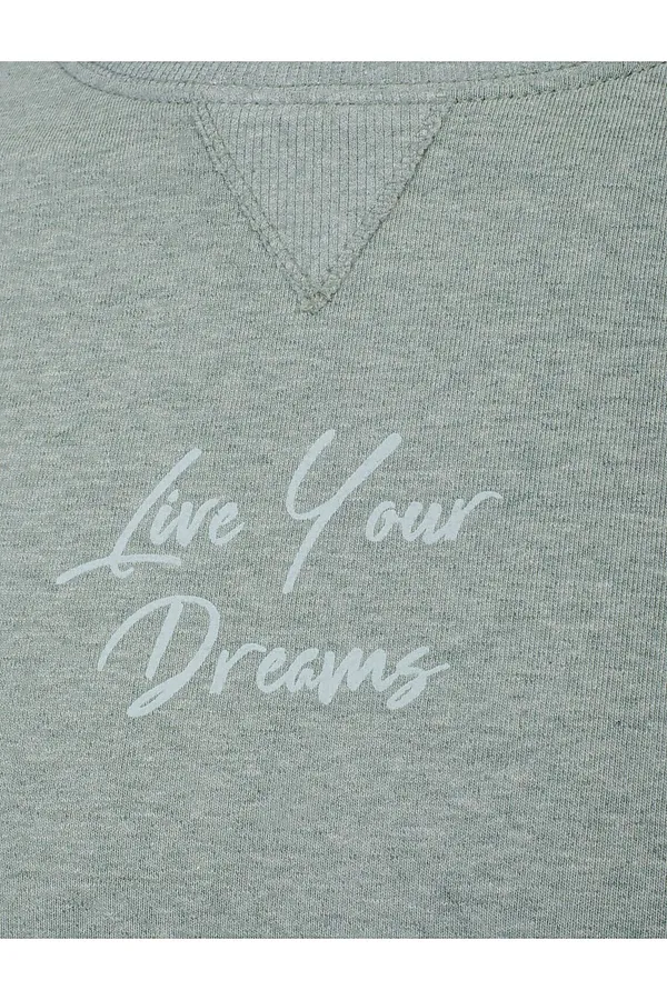 Джемпер из петельчатого футера двухнитки с эластаном VILATTE, оливковый меланж_dreams - фото 2