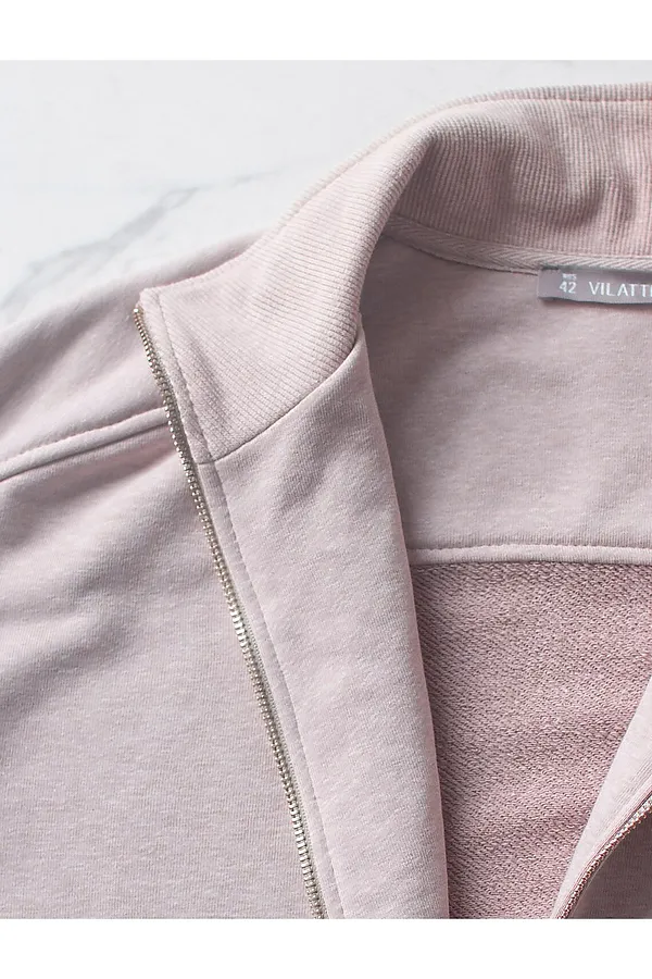 Бомбер среднего объема на молнии из петельчатого футера двухнитки с эластаном VILATTE, макиато меланж - фото 2