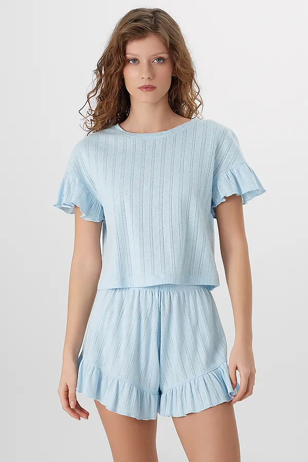 Комплект женский (футболка, шорты) MARK FORMELLE, голубое небо - фото 2