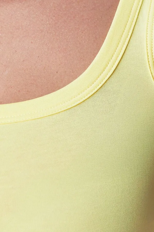 Топ облегающий из эластичного хлопка с квадратным вырезом каре VILATTE, лимонный - фото 2