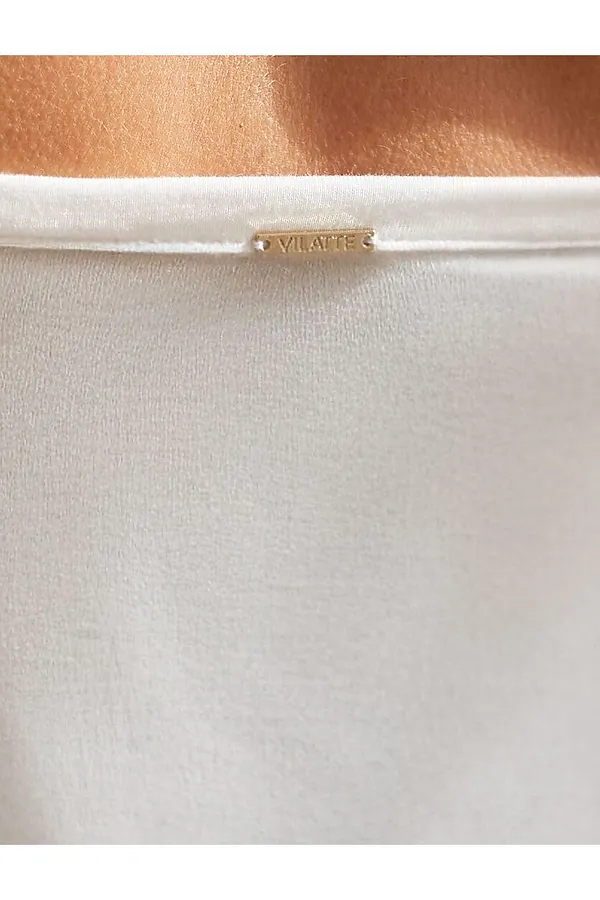 Топ с двуслойной зоной бра на бретелях из хлопка VILATTE, молочный - фото 2