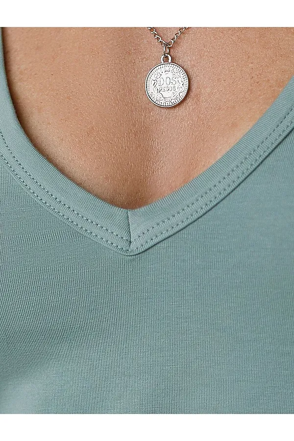 Топ из премиального хлопка с эластаном VILATTE, св.оливковый - фото 2