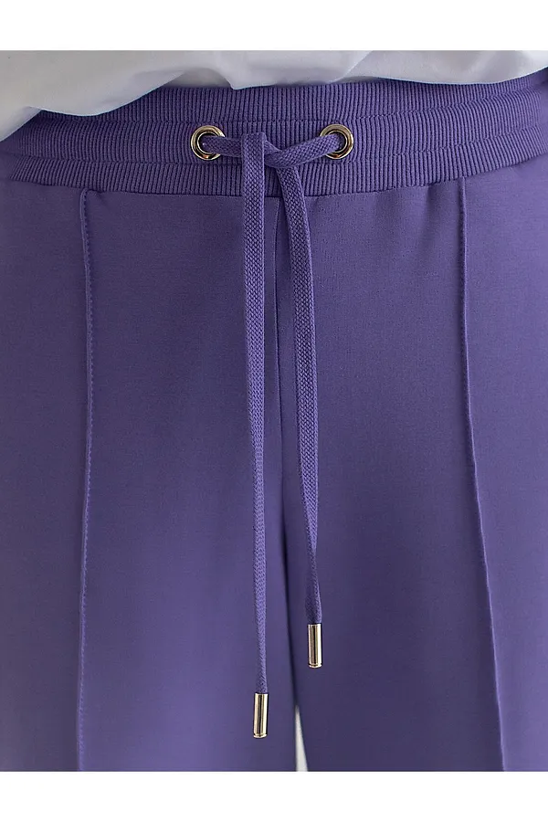 Прямые трикотажные брюки на резинке из футера двухнитки эластичные VILATTE, лавандовый - фото 2