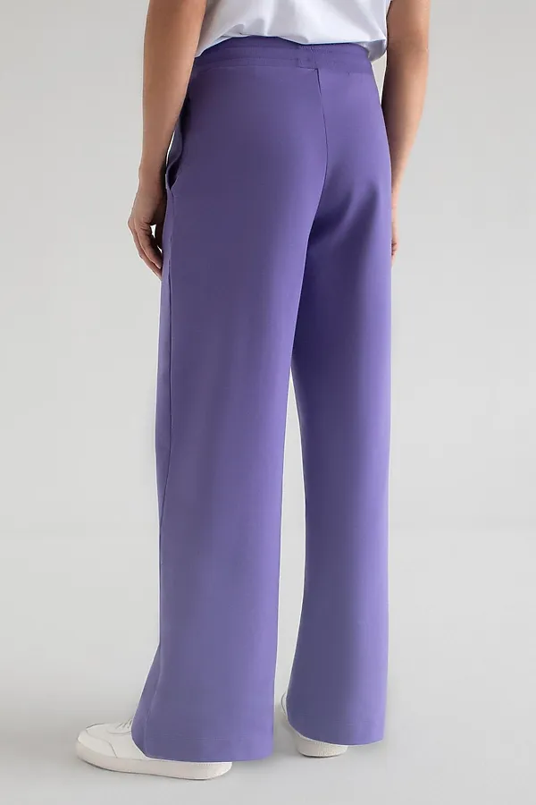 Прямые трикотажные брюки на резинке из футера двухнитки эластичные VILATTE, лавандовый - фото 2