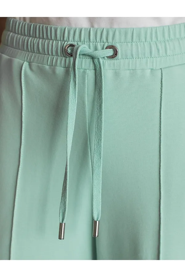 Прямые трикотажные брюки на резинке из футера двухнитки эластичные VILATTE, мятный - фото 2