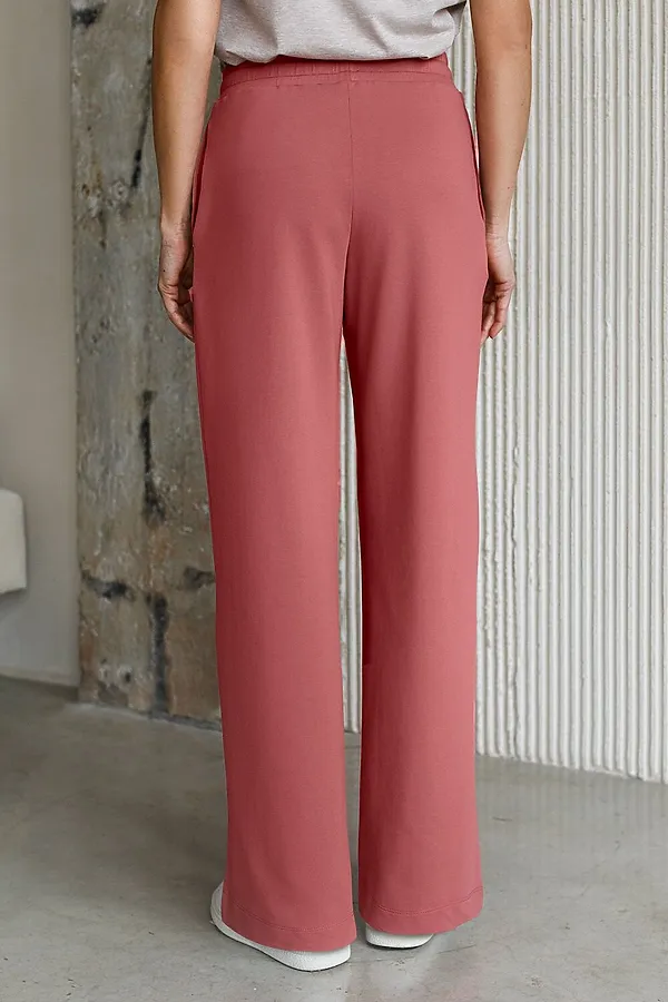 Прямые трикотажные брюки на резинке из футера двухнитки эластичные VILATTE, терракотовый - фото 2
