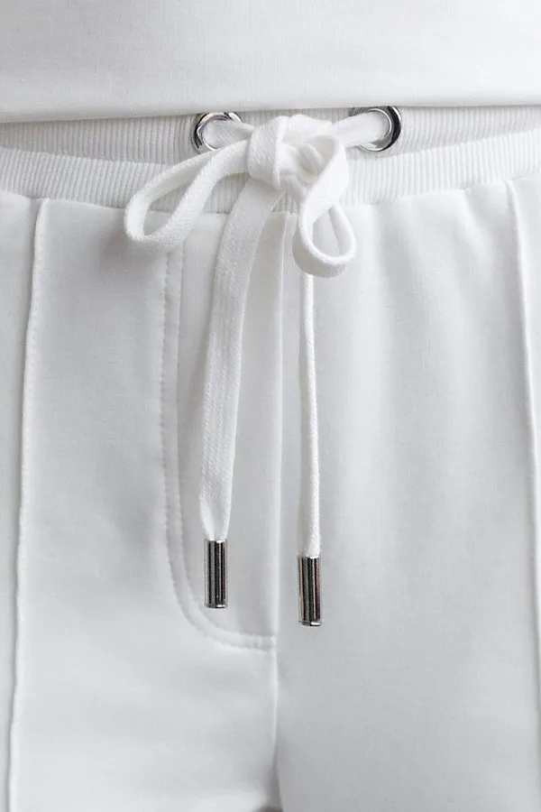 Трикотажные брюки на резинке из футера двухнитки эластичные VILATTE, белый - фото 2