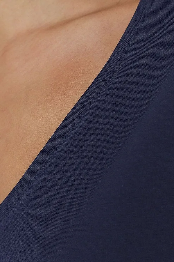 Футболка с V-вырезом и цельнокроеным рукавом из премиального хлопка VILATTE, темно-синий - фото 2