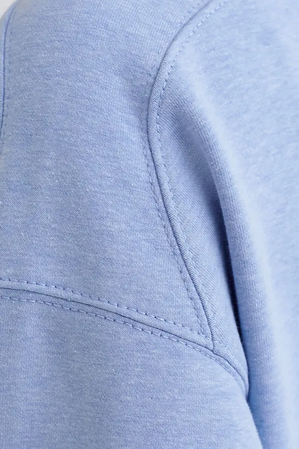 Свитшот свободный из петельчатого футера двухнитки с эластаном VILATTE, голубой меланж - фото 2