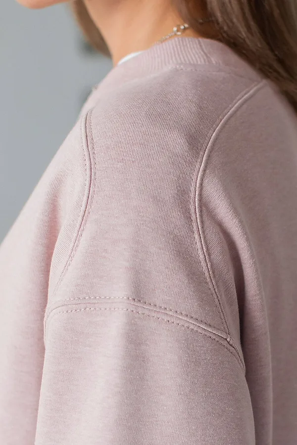 Свитшот свободный из петельчатого футера двухнитки с эластаном VILATTE, макиато меланж - фото 2