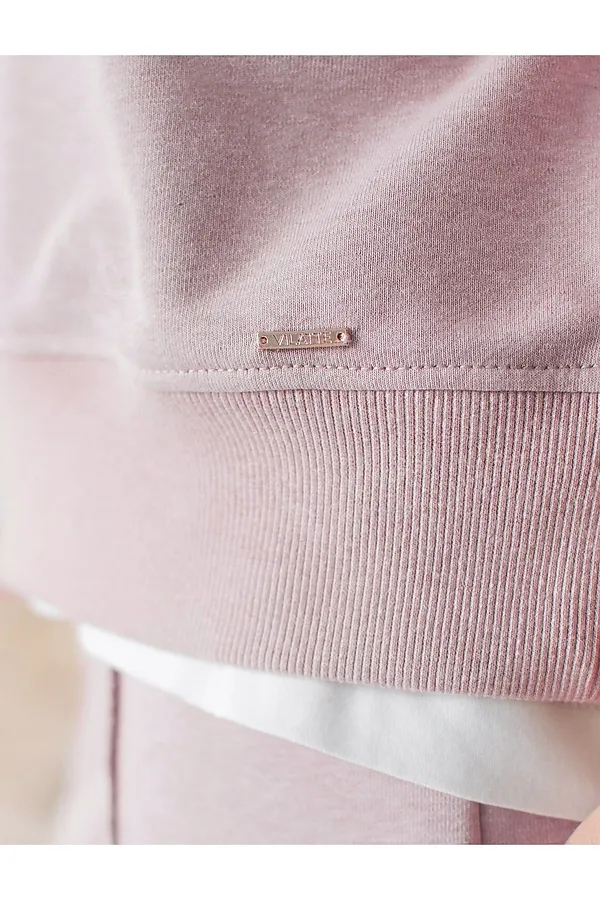 Свитшот свободный из петельчатого футера двухнитки с эластаном VILATTE, макиато меланж - фото 2