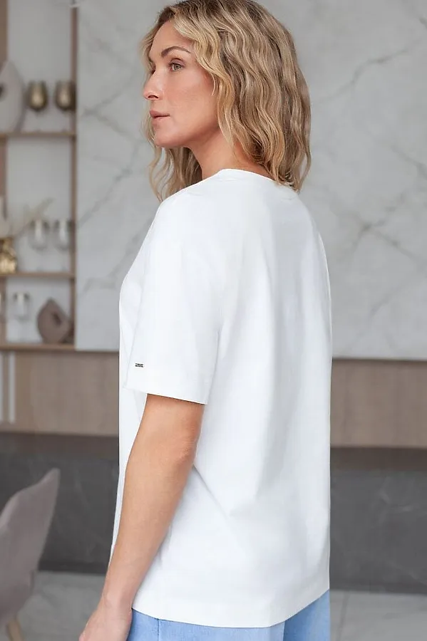 Футболка свободная из премиального хлопка с эластаном VILATTE, белый - фото 2