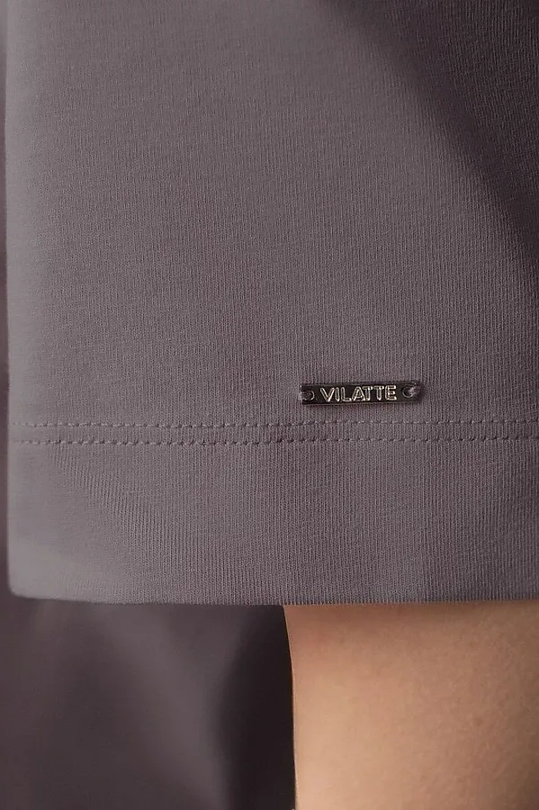 Футболка свободная из премиального хлопка с эластаном VILATTE, кофе - фото 2