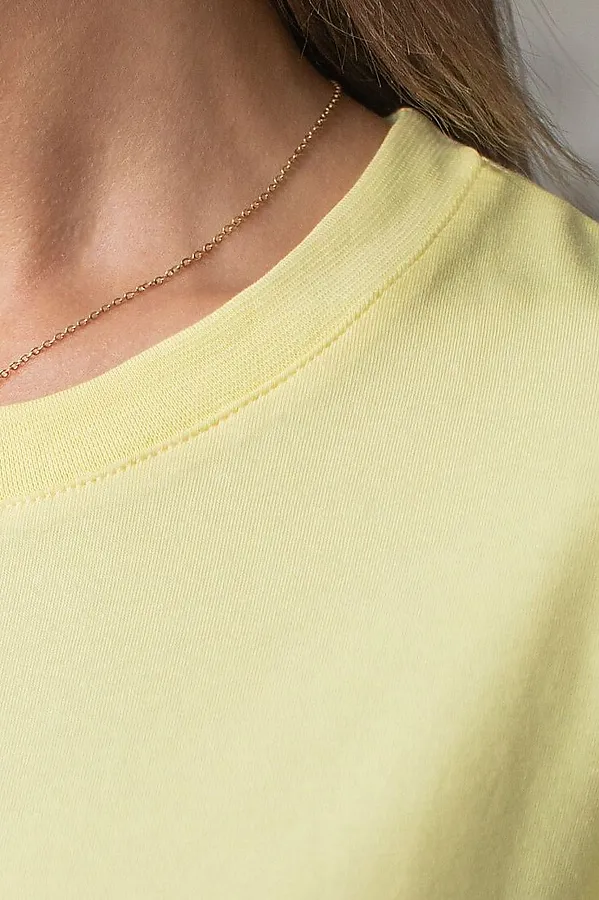 Футболка свободная из премиального хлопка с эластаном VILATTE, лимонный - фото 2