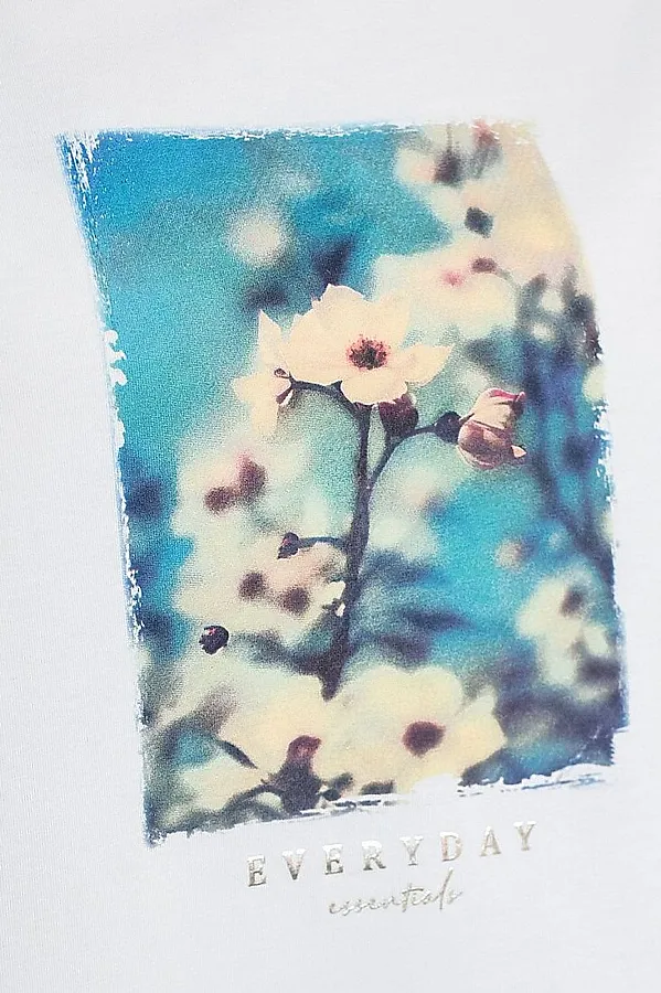 Свободная футболка с принтом из премиального хлопка с эластаном VILATTE, белый_everyday - фото 2