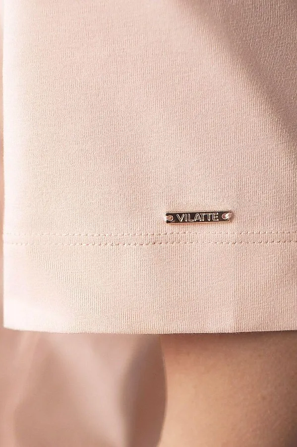 Свободная футболка с принтом из премиального хлопка с эластаном VILATTE, пудра_everyday - фото 2