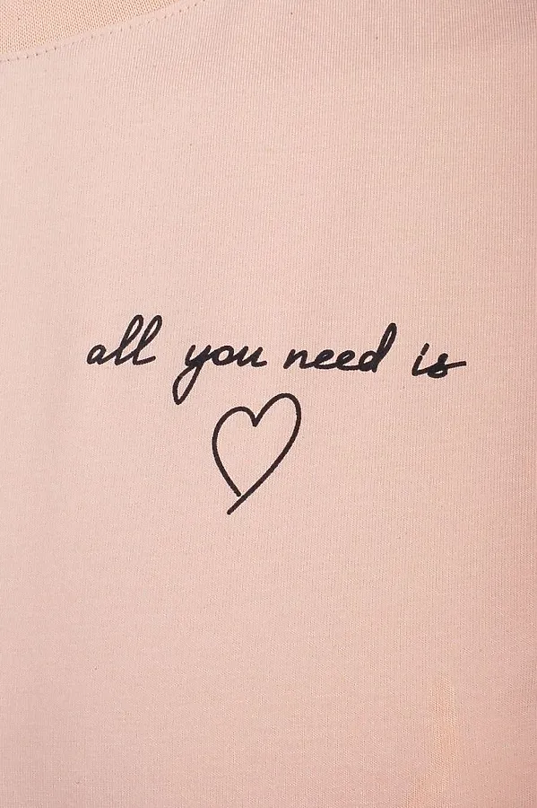 Свободная футболка с принтом из премиального хлопка с эастаном VILATTE, пудра_love - фото 2