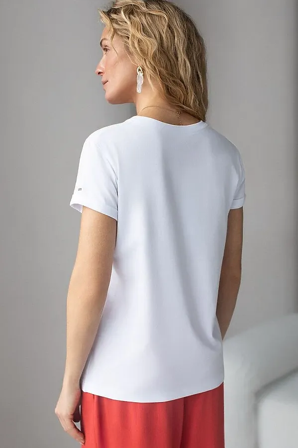 Свободная футболка с принтом из премиального хлопка с эастаном VILATTE, белый_pomegranate - фото 2