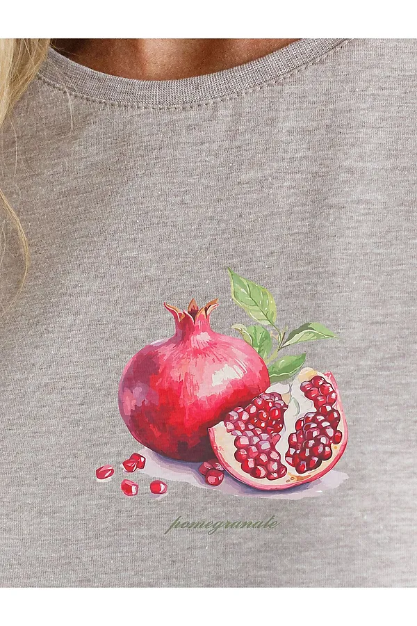 Свободная футболка с принтом из премиального хлопка с эастаном VILATTE, кофейный меланж_pomegranate - фото 2