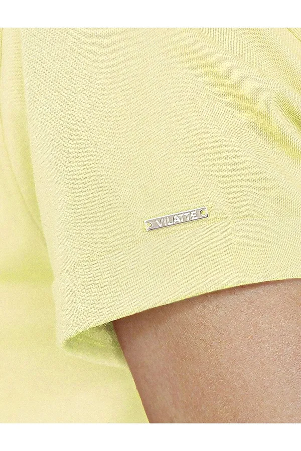 Свободная футболка с принтом из премиального хлопка с эастаном VILATTE, лимонный_exclusive - фото 2