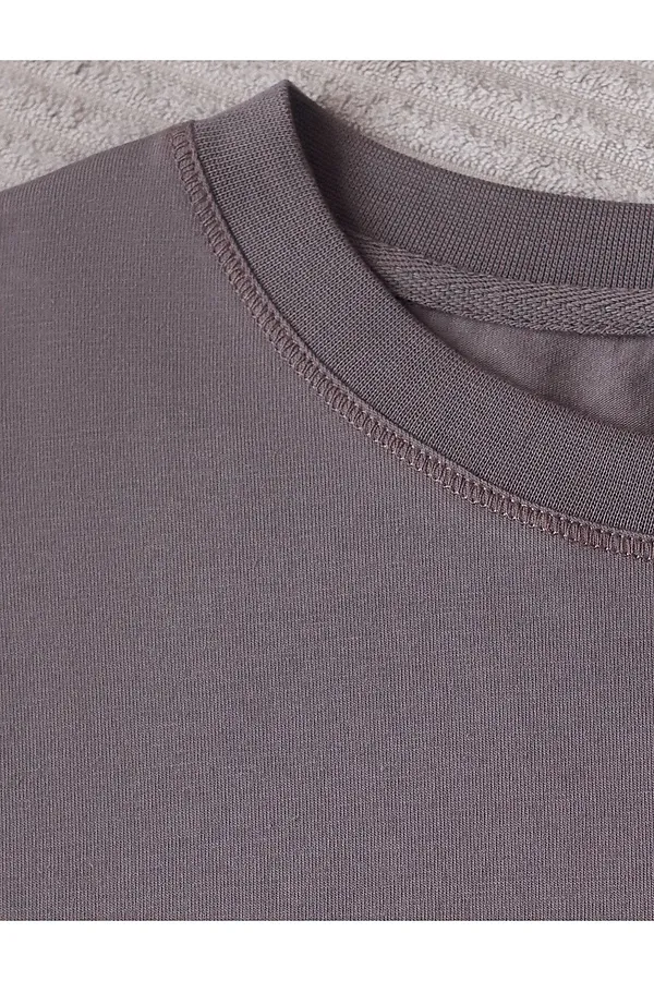 Базовый лонгслив из премиального хлопка с эластаном VILATTE, кофейный - фото 2