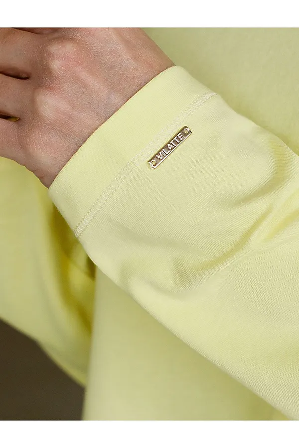 Базовый лонгслив из премиального хлопка с эластаном VILATTE, лимонный - фото 2