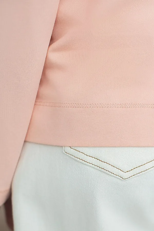 Базовый лонгслив из премиального хлопка с эластаном VILATTE, пудровый - фото 2