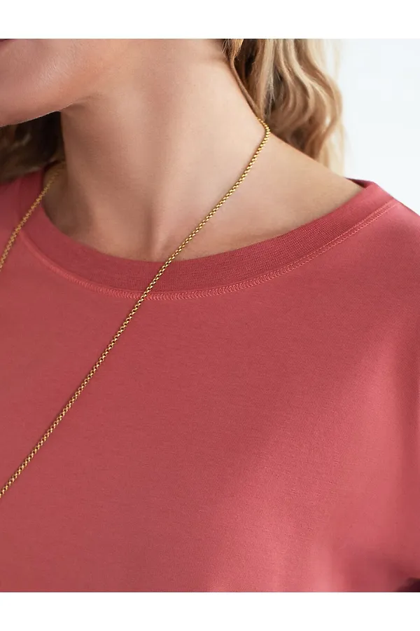 Базовый лонгслив из премиального хлопка с эластаном VILATTE, т.коралл - фото 2