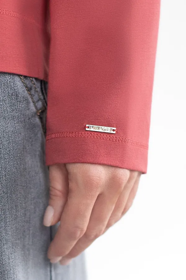 Базовый лонгслив из премиального хлопка с эластаном VILATTE, т.коралл - фото 2