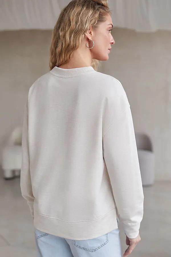 Свободный свитшот с принтом и разрезами из эластичного футера двухнитки без начеса VILATTE, овсяный меланж_cotton club - фото 2