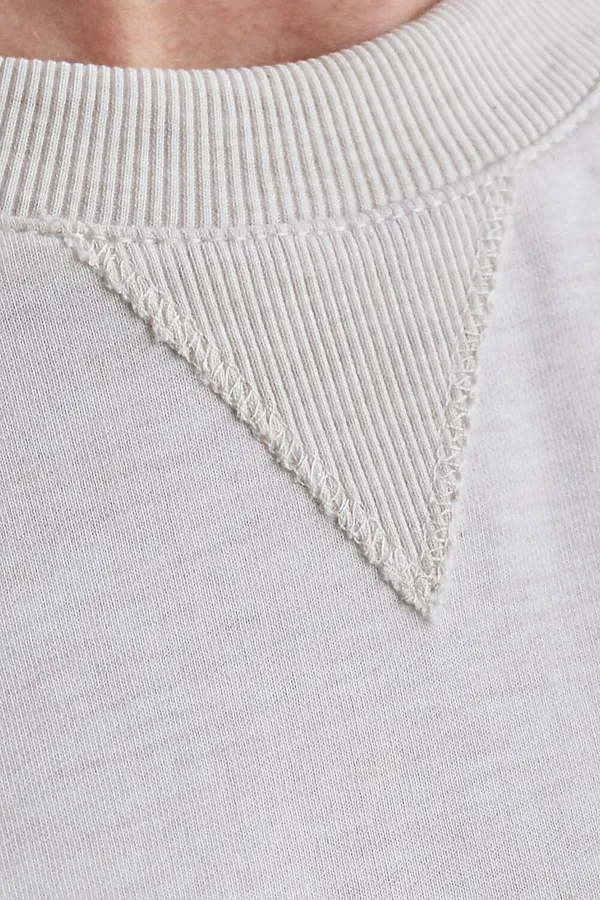 Свободный свитшот с принтом и разрезами из эластичного футера двухнитки без начеса VILATTE, овсяный меланж_cotton club - фото 2