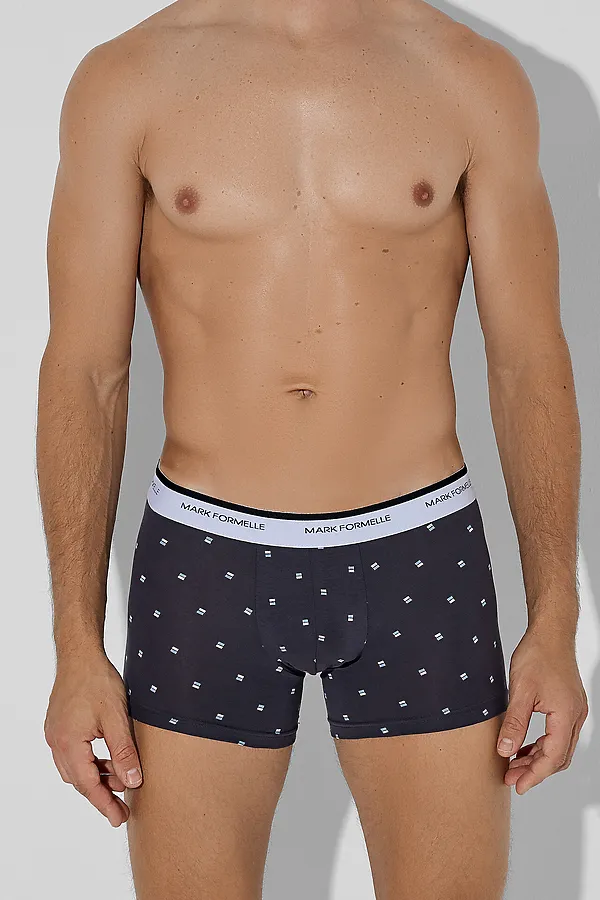 Трусы мужские (2шт) MARK FORMELLE, прямоугольники на т.сером +черный - фото 2