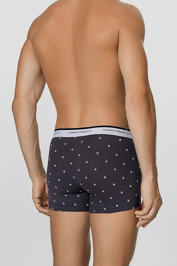 Трусы мужские (2шт) MARK FORMELLE, прямоугольники на т.сером +черный - фото 2