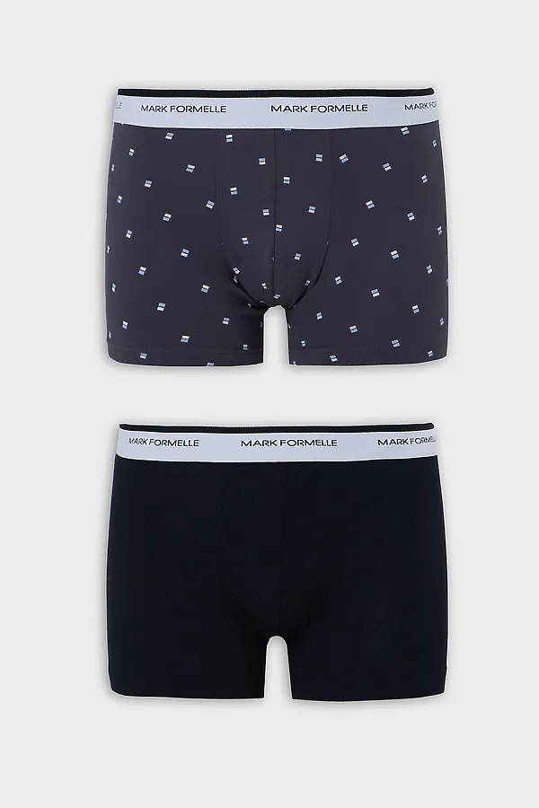 Трусы мужские (2шт) MARK FORMELLE, прямоугольники на т.сером +черный - фото 2