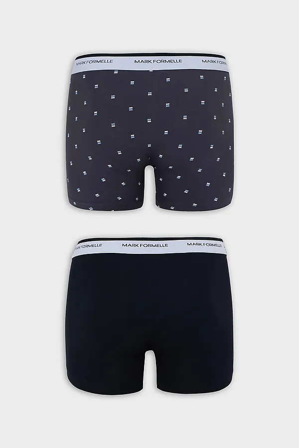 Трусы мужские (2шт) MARK FORMELLE, прямоугольники на т.сером +черный - фото 2